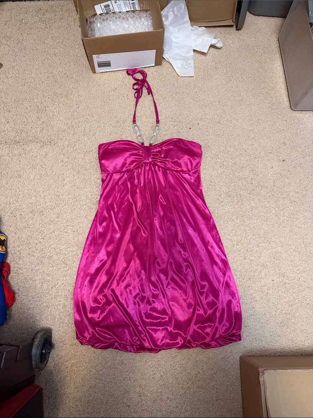 Ruby Rox Hot Pink Halter Mini Dress
